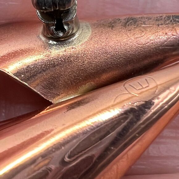 Vintage Stuart NYE Copper Sterling Double Calla LILY BROOCH Pin Costume Jewelry - Picture 12 of 12